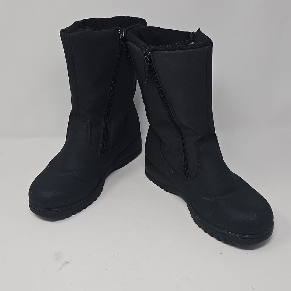Vintage TOTES Black Double Zippered Winter Snow & Rain Boots Women's Size 7